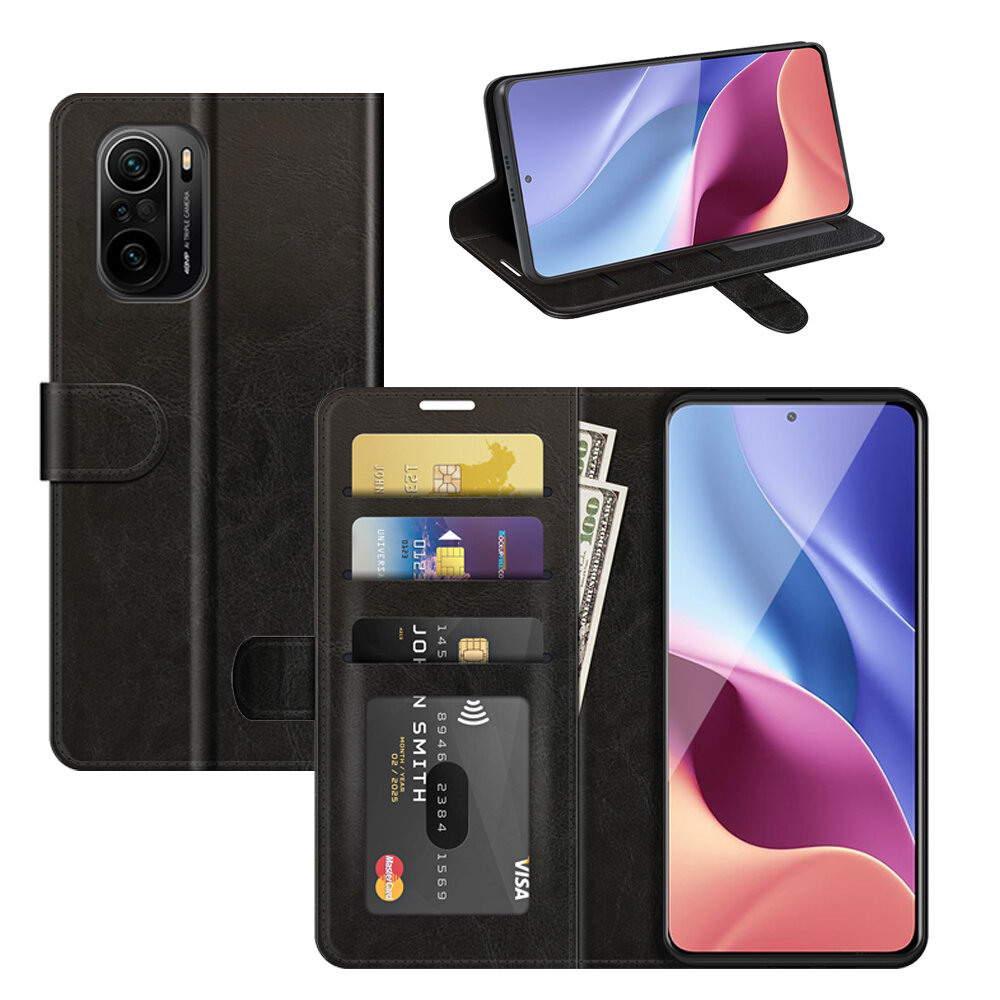 Bakeey for POCO F3 Global Version Case Magnetic Flip with Multiple Card Slot Foldable Stand PU Leath
