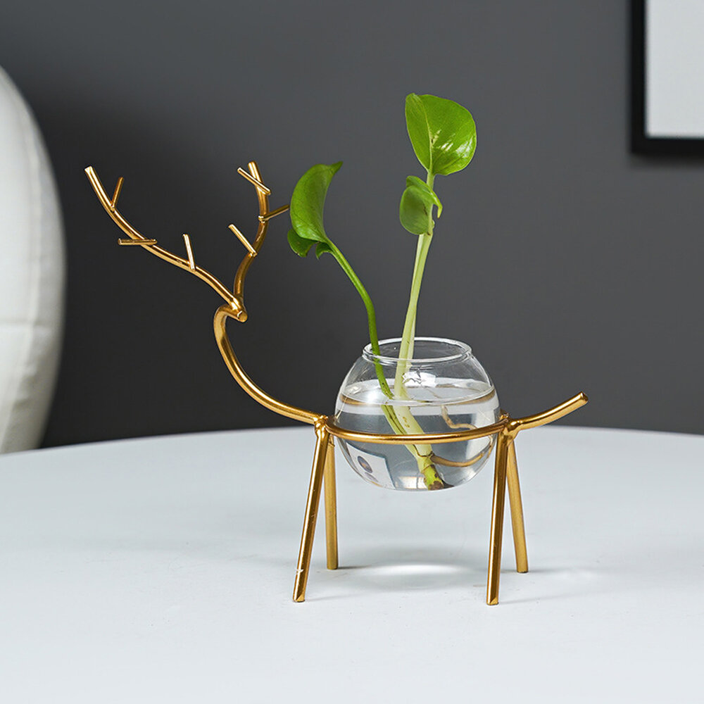 

Desktop Hydroponic Vase Flowerpot Decoration Fresh Desktop Small Fish Tank Office Desk Living Room Creative Plant Vase D