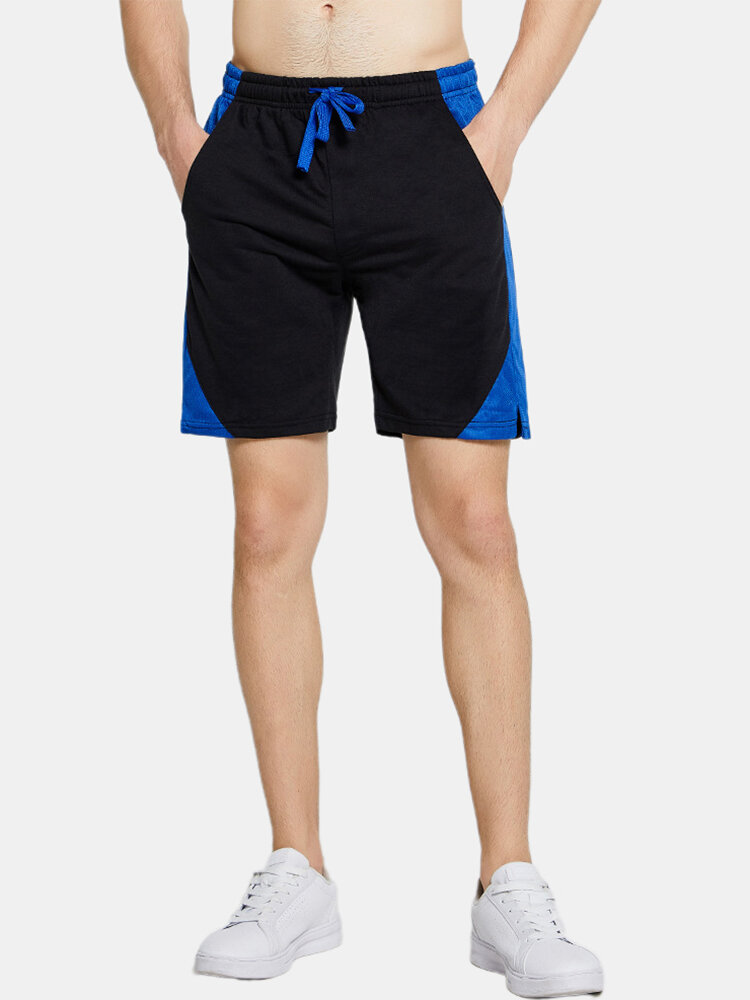 Image of Herren Sport Patchwork Breathable Drawstring Casual Shorts