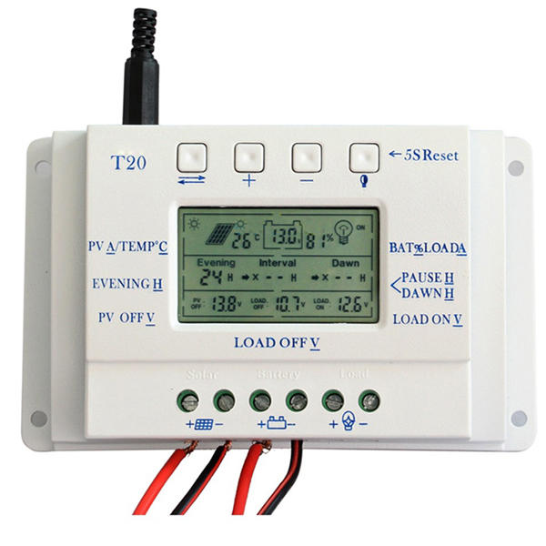 

T20 20A 12V/24V PWM LCD Display Solar Panel Battery Regulator Charge Controller Three-time Interval Charger Controller R