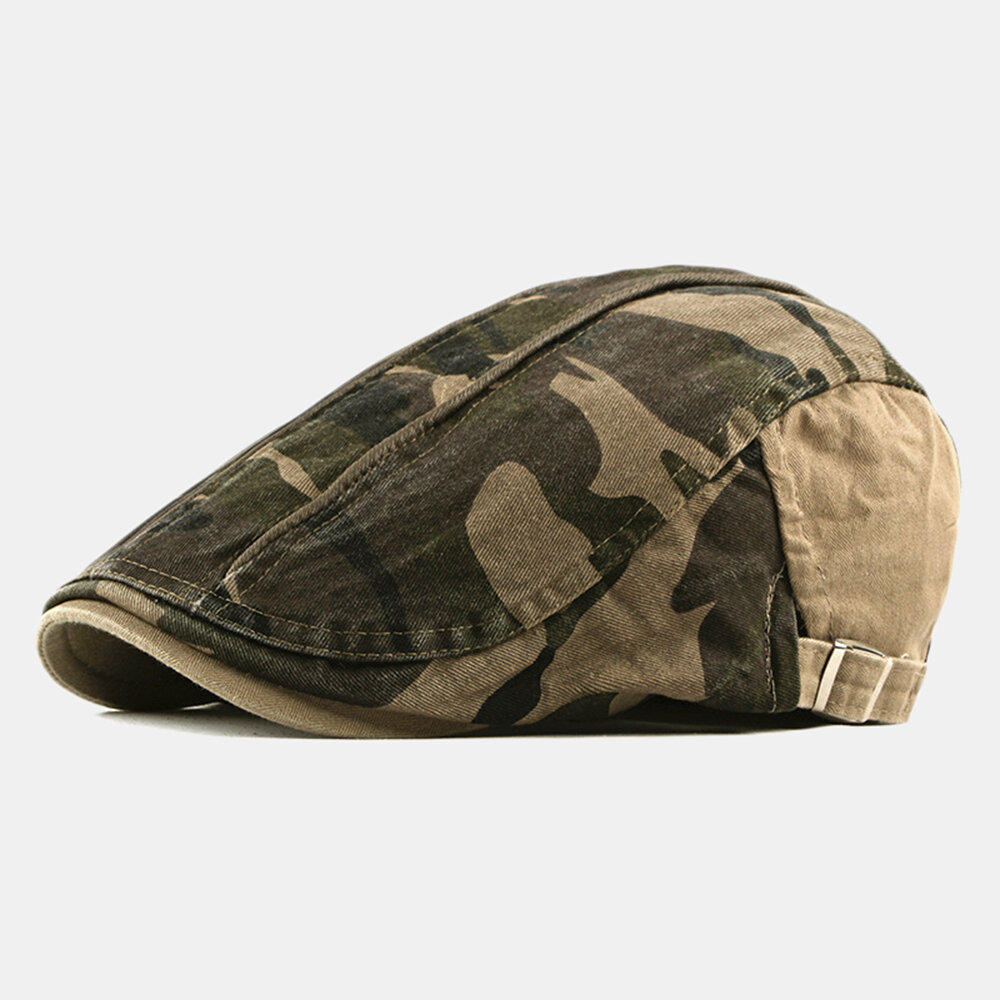 Image of Camo Beret Hut Mode gewaschene Kappe Universal Forward Cap Beret Caps