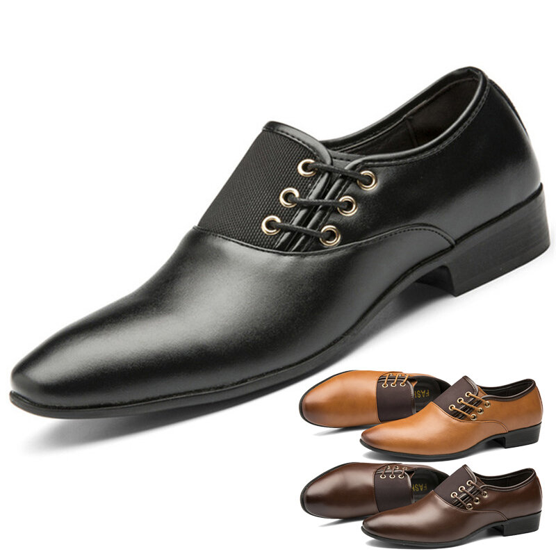 Sapatos casuais de escritório para homens com ponta afiada e sola antiderrapante