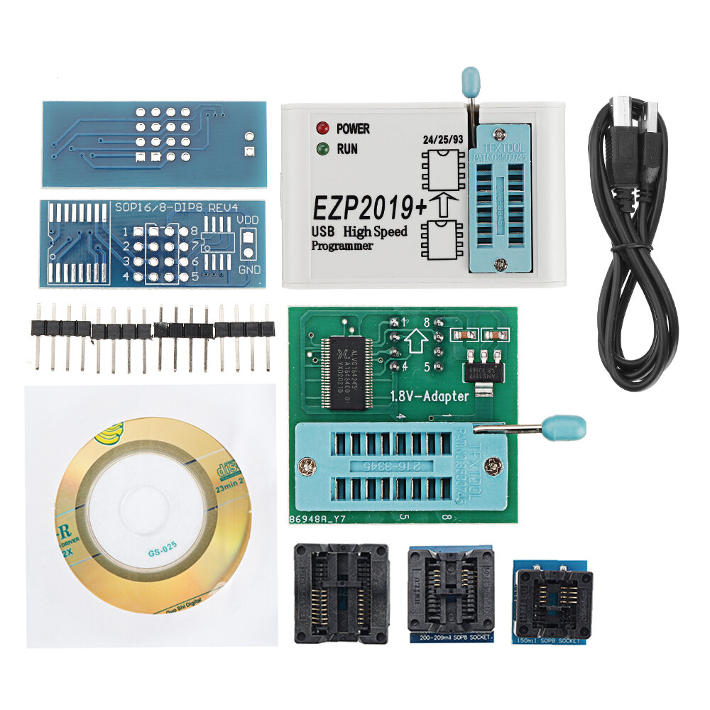 

EZP2019 High-speed USB SPI Programmer Support24 25 93 EEPROM 25 Flash BIOS Chip+6 Adapters