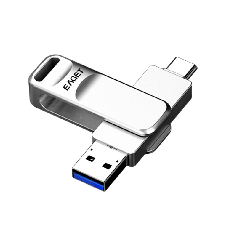 

Eaget CF20 Type-C и USB3.0 Flash Диск 32G/64G/128G/256G Двойной металлический интерфейс Вращение на 360° Встроенный чип