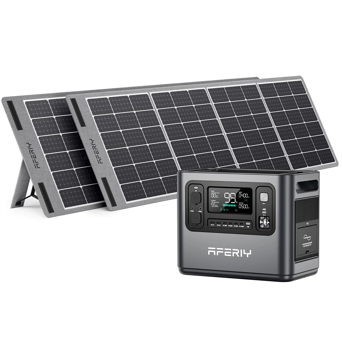 

[EU Direct] Aferiy P110 1200W 1248Wh Portable Power Station LiFePO4 +2* S200 200W Solar Panel UPS Pure Sine Wave Camping