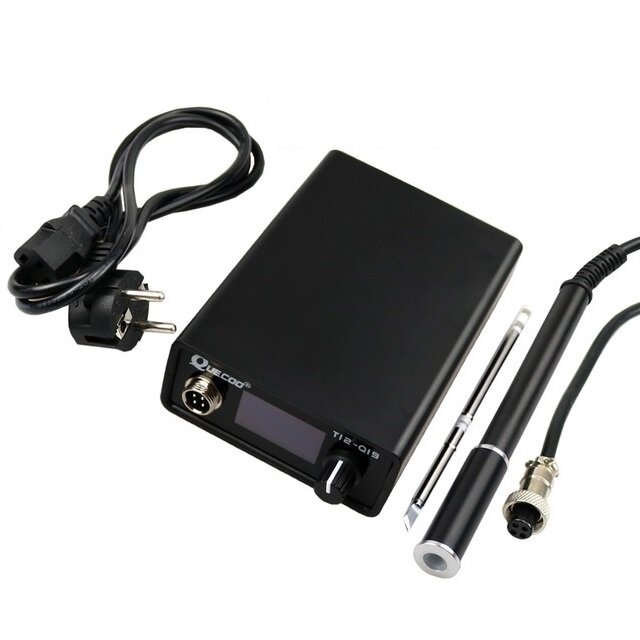 

T12-Q19 Digital Soldering Station Electronic Soldering Iron OLED 1.3inch AC/DC Power with M8 Metal Handle Iron Tips