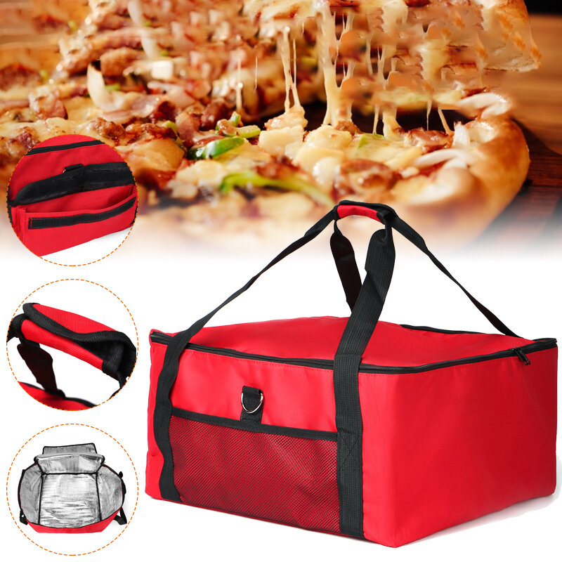 16'' Food Delivery Insulated Picnic Bag Takeaway Pizza Thermal Warm Cold Bag Camping Portable Bag