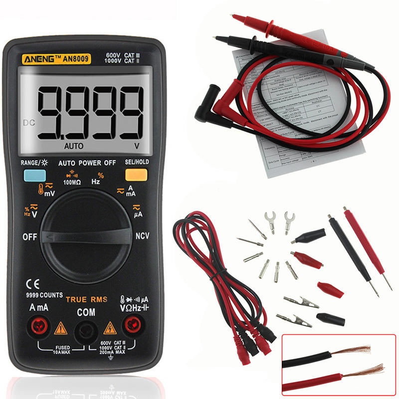 

ANENG AN8009 True RMS NCV Digital Multimeter 9999 Counts Backlight AC DC Current Voltage Resistance Frequency Capacitanc