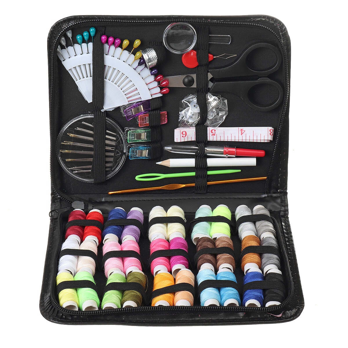 

100PCS Sewing Kit Thread Roll Scissor Tape Pin Thimble Hand Sewing Needle Set