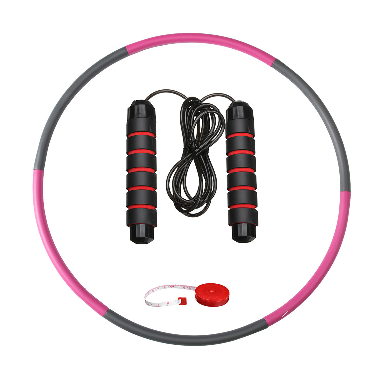8 Knots Fitness Hoop Removable PE Yoga Waist Exercise Slimming Hoop Fitness Circle Indoor Gym with Tape Measure Jump Rop