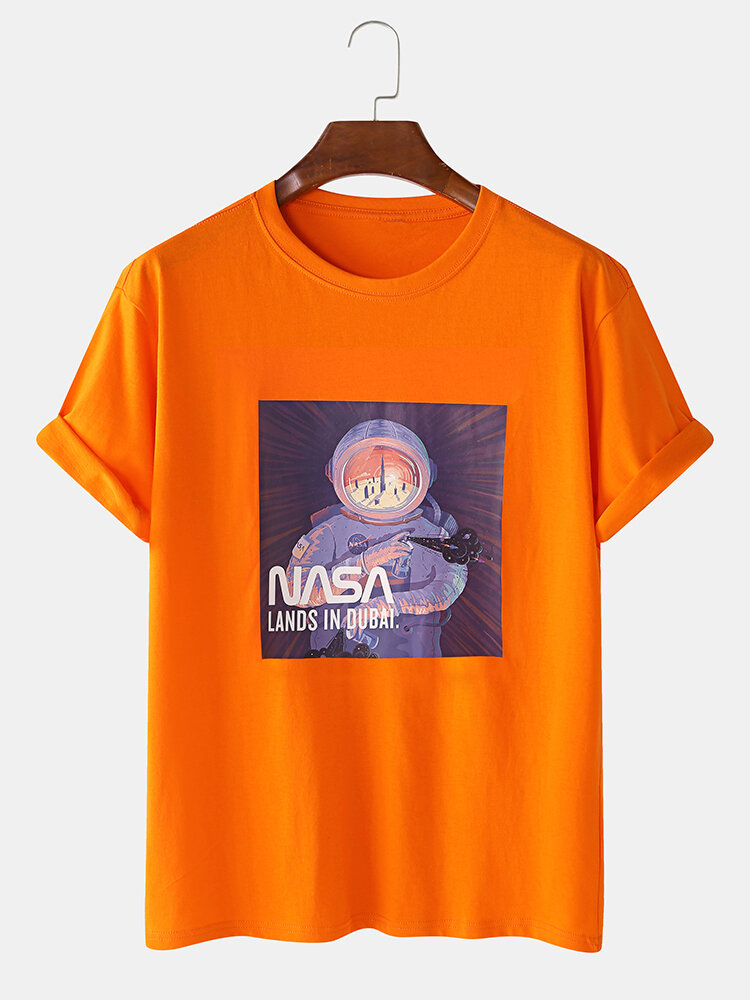 

Mens Cotton Funny Astronaut License Crew Neck Short Sleeve Casual T-Shirts