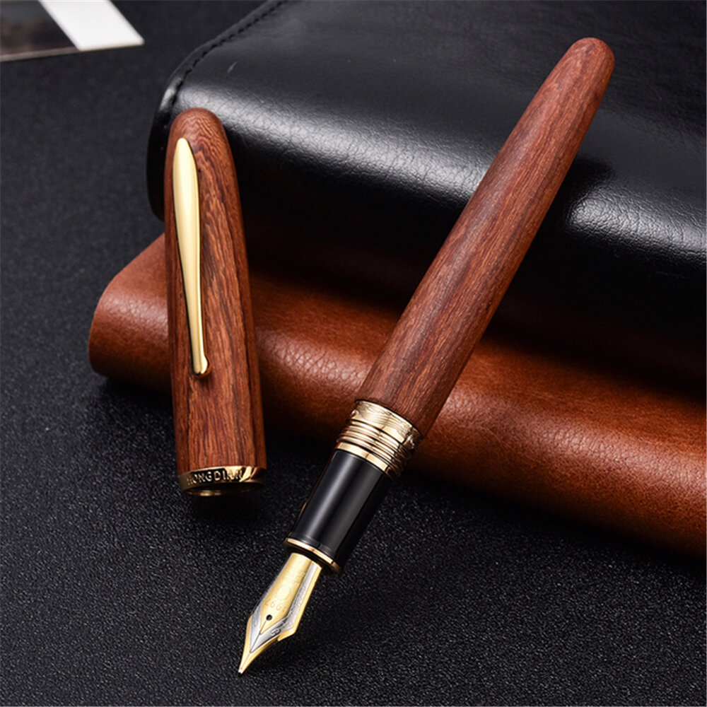 EF / F Hongdian 660 Houten Vulpen Natuurlijke Handgemaakte Mooie Schrijfpen Schrijven Inkt Pen Relat