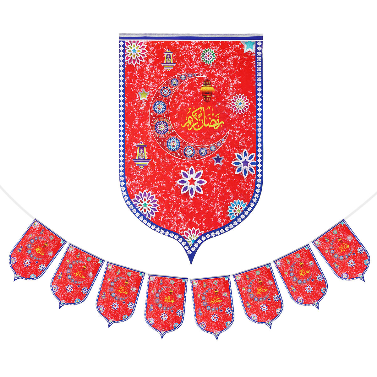8 stks Ramadan Mubarak Arabische Bunting Islamitische Viering Banner Vlag Decoraties