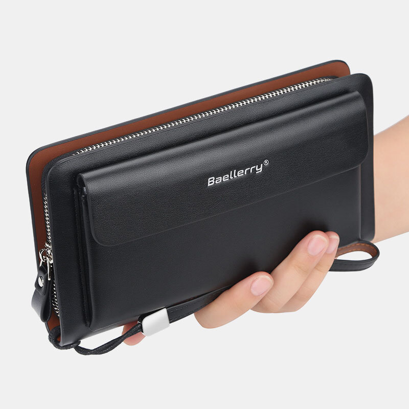 Men PU Leather Large Capacity Multi-card Slot Casual Carry Handle Clutch Bag Card Holder Wallet