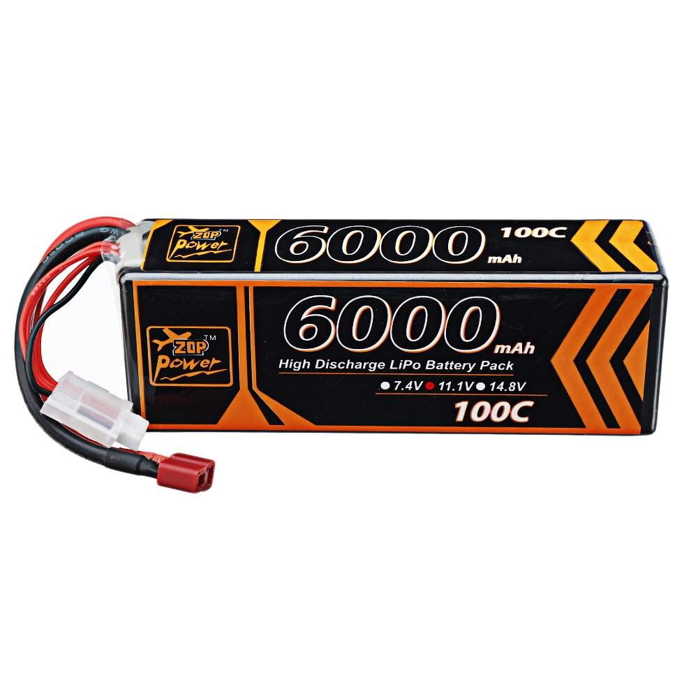 ZOP Power 11.1V 6000mAh 100C 3S Lipo Battery T Deans Plug for RC Car