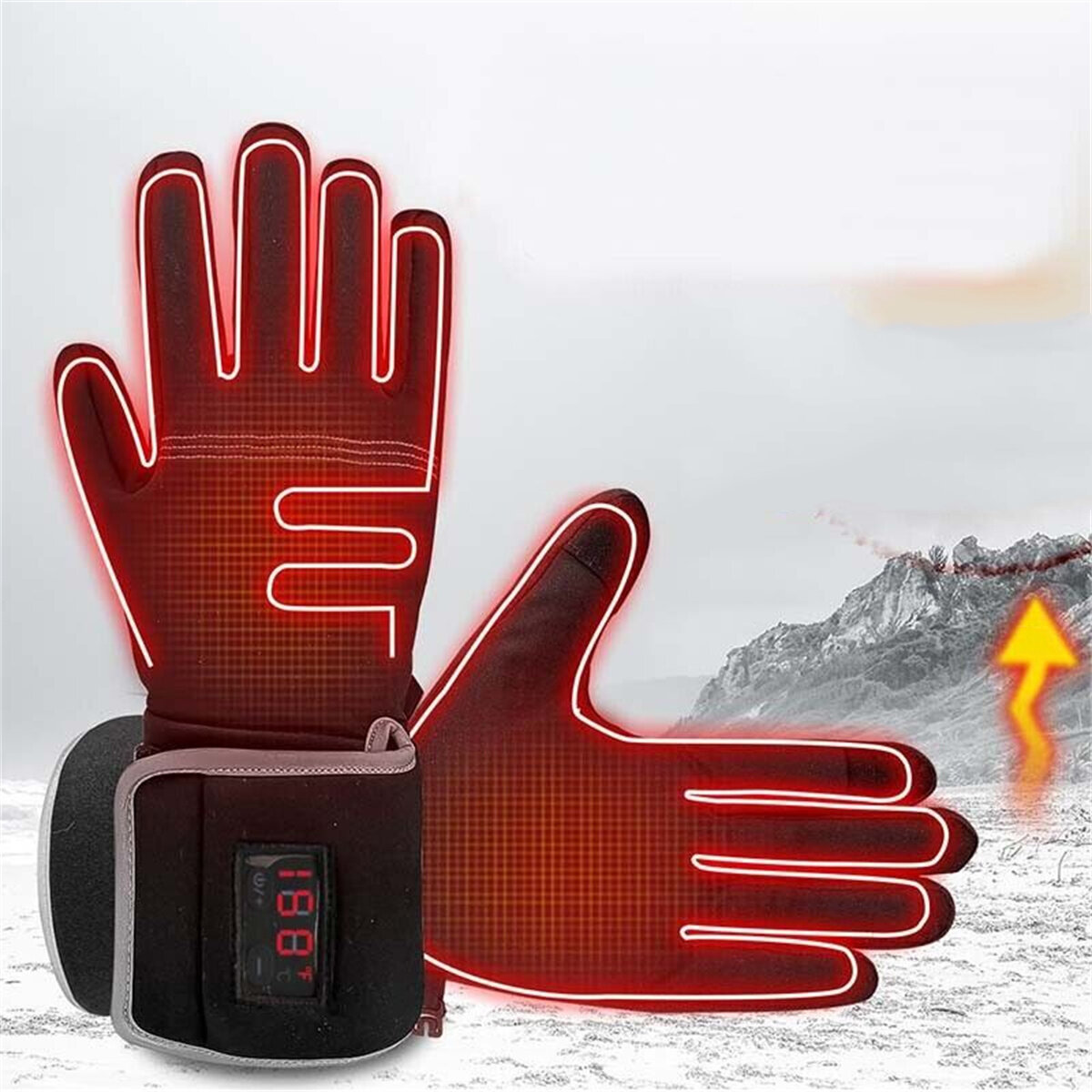 Электрические подогреваемые перчатки на аккумуляторах 2200 мАч водонепроницаемые, теплые для женщин и мужчин с LED-дисплеем температуры для спорта на открытом воздухе, лыж, мотоциклов, охоты