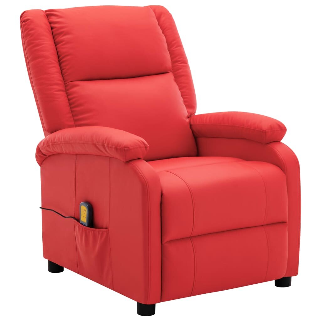 Massage Recliner Red Faux Leather