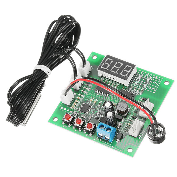 ZHIYU® DC 12V 24V 48V 2 Way Cooling PWM 4 Wire Fan Temperature Controller Temperature Speed Display