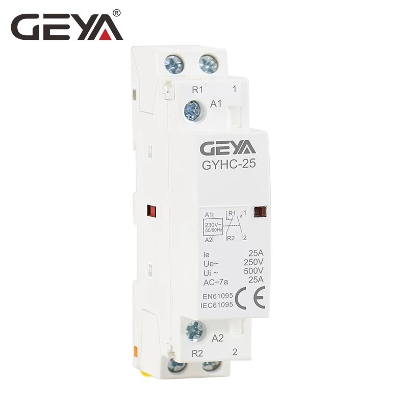 GEYA GYHC-25 Modular Contactor 2P 25A 2NO or 2NC or 1NO1NC 220V Automatic Household Contactor Din Rail Type
