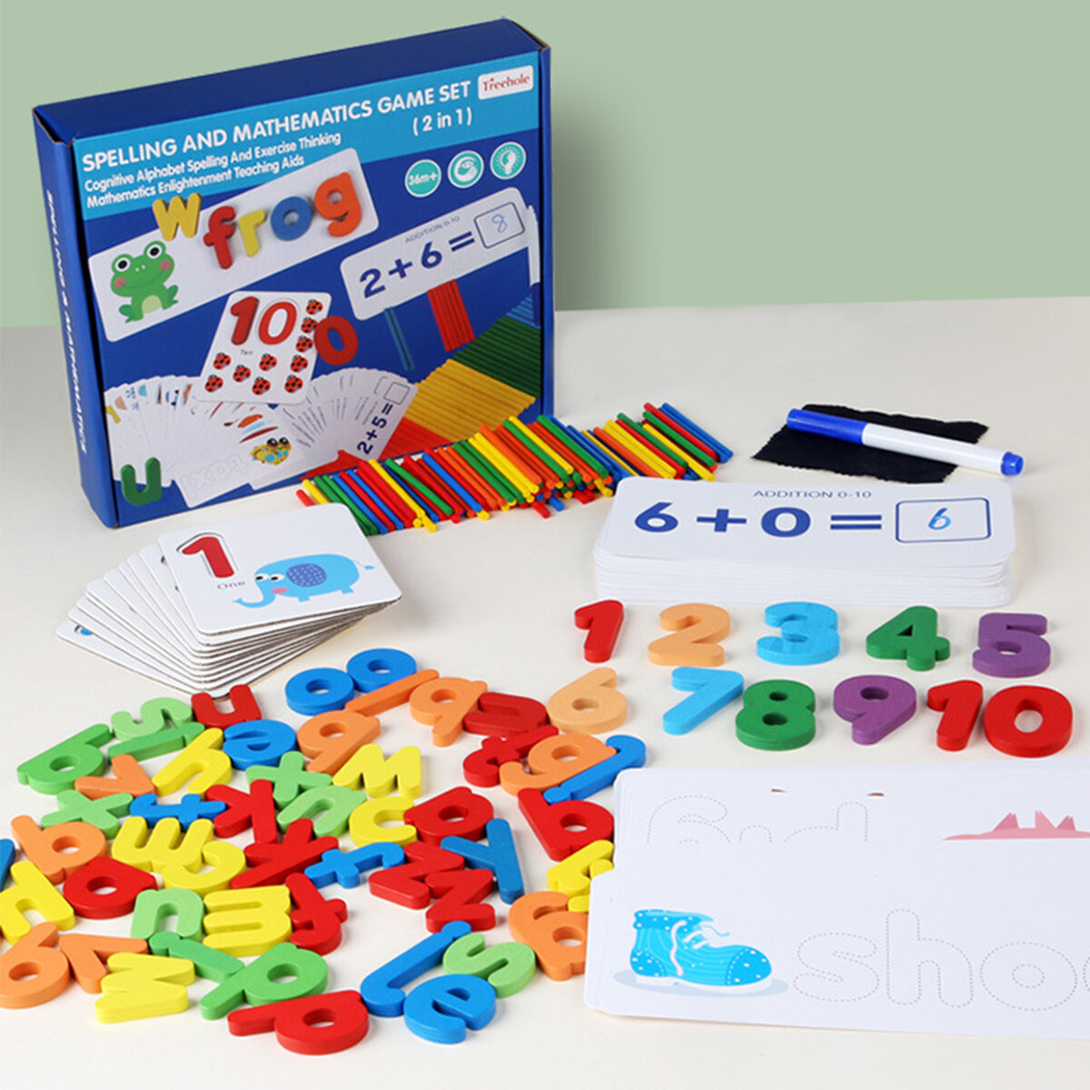 2 in 1 Houten Alfabet Speelgoed Set Engelse Letters Legpuzzels Kinderen Vroege Educatief Spelling Ma