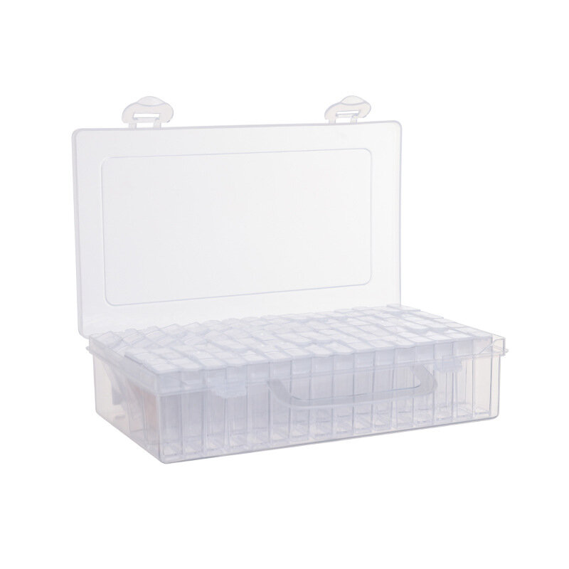 

64 Lattice Ornament Rectangular Small Storage Box Manicure Transparent Mini Plastic Box Tool Box