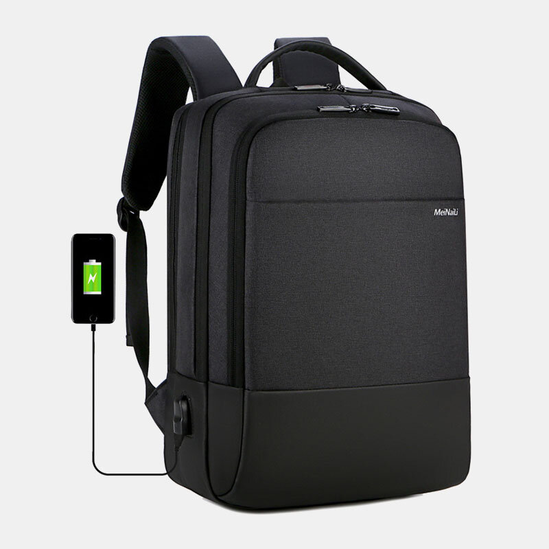 Men Large Capacity Waterproof USB Charging 15.6 Inch Laptop Bag Business Outdoor Backpack