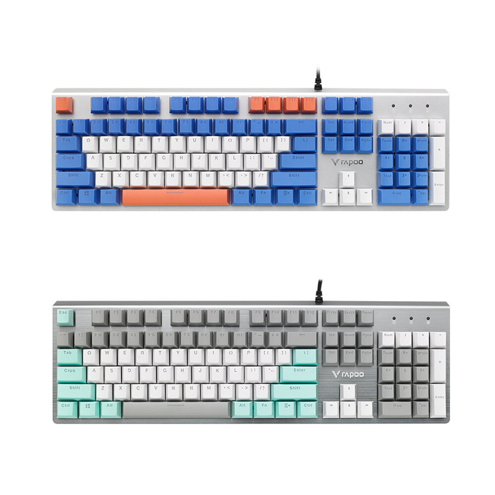

Rapoo V530 Mechanical Keyboard 104 Keys 3-Color Keycaps USB Wired Infrared Silver Switch Ice Blue Backlit Waterproof Gam