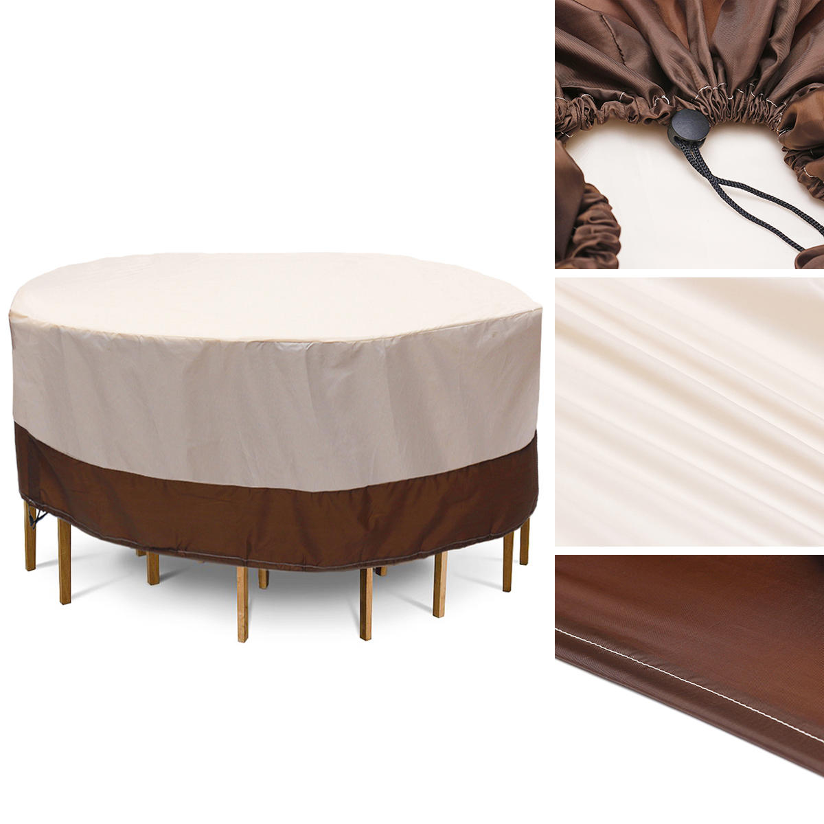 Impermeable Muebles de jardín Cubierta redonda al aire libre Sillas de mesa Sofá de banco Protector de polvo de lluvia