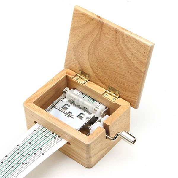 DIY Hand-Cranked Music Box 15 Tone Wooden Box With Hole Puncher And Paper Tapes Birthday Gift Presen