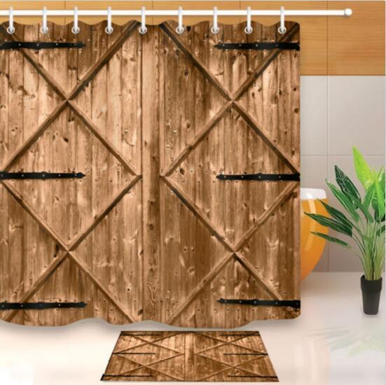 71 "creatieve douchegordijn rustieke nagel hout staldeur badkamer Decor waterdichte stof gordijn