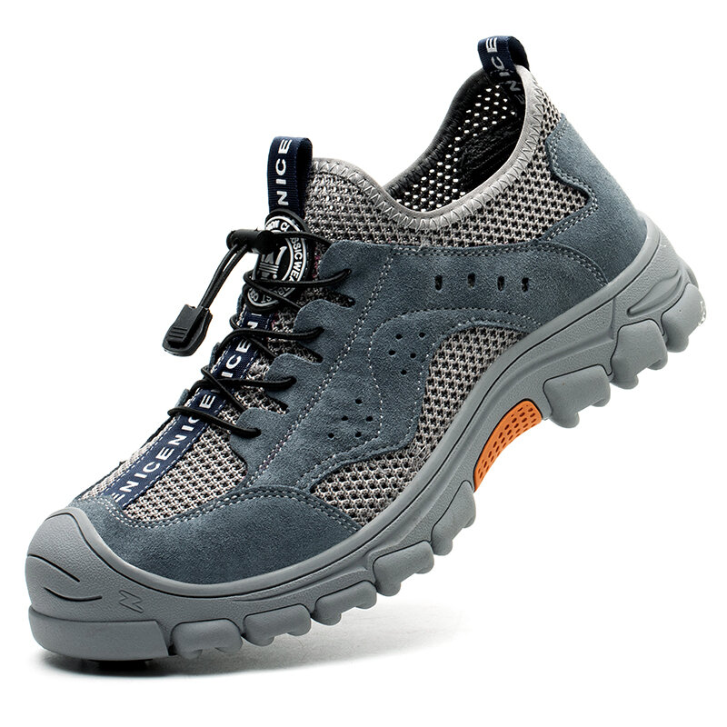 

Men Mesh Hollow Out Breathable Non Slip Toe Protected Splicing Comfy Working Casual Shoes