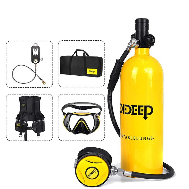 DIDEEP X5000Pro A3 2L Scuba Diving Tank Vest bag Adapter Diving Mask Storage Bag Mini Oxygen Cylinder Set Underwater Sno