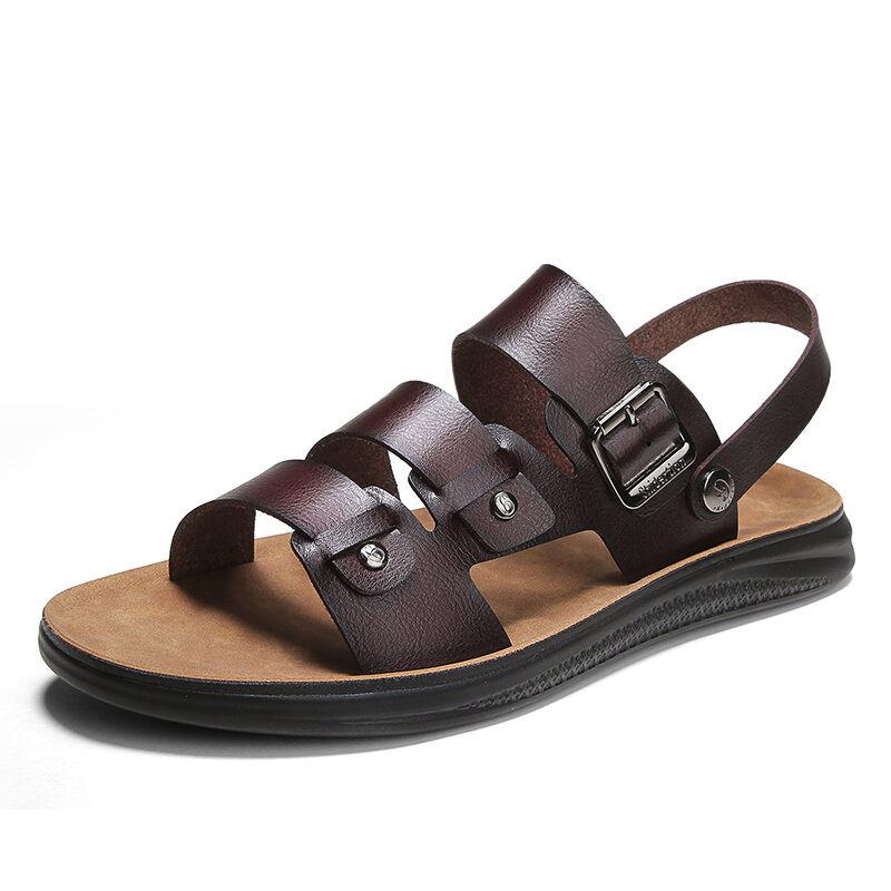 

Men Microfiber Leather Breathable Opened Toe Non Slip Beach Casual Outdoor Sandals