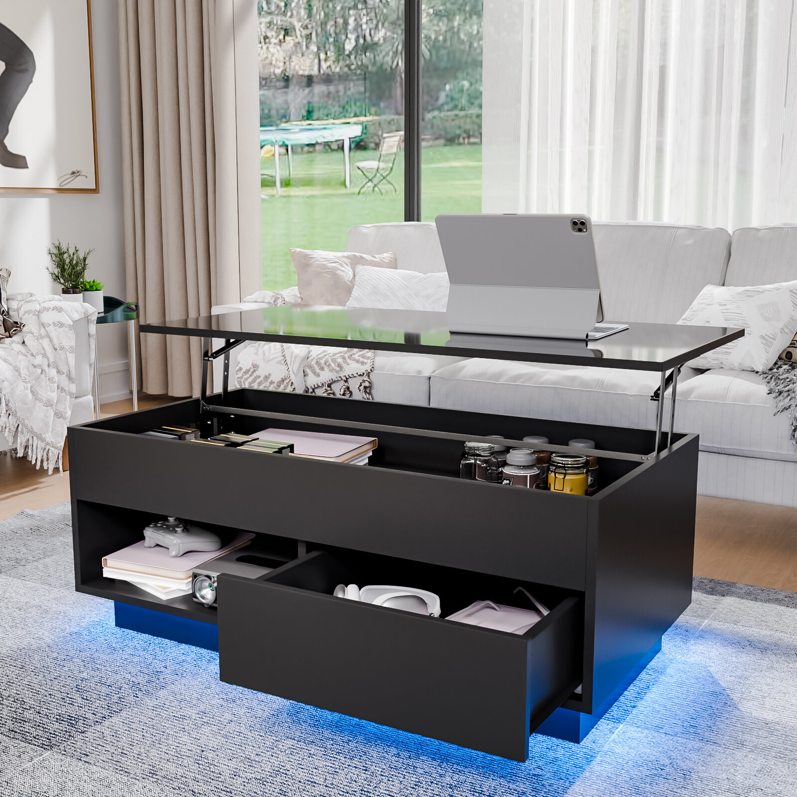 

LED Lift Coffee Table The Ultimate Modern Furniture with Height Adjustment and Color Light / Sleek Design for Home Decor