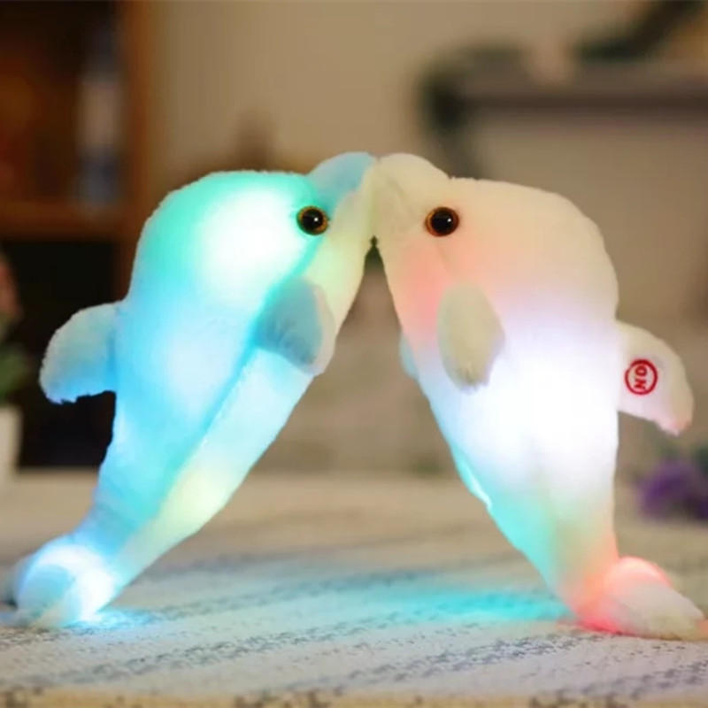 32cm lichtgevende pluche dolfijn pop gloeiende led licht dierenspeelgoed Soft Kleurful pop kussen