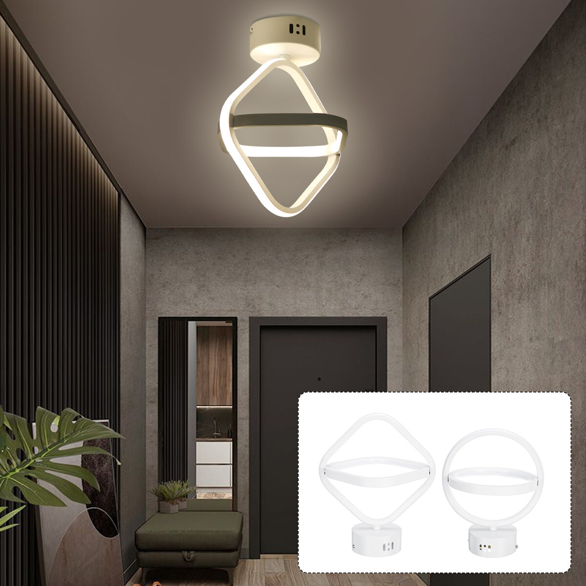 AC85-265V Modern LED Ceiling Lamp Dual Ring Chandeliers Fixture Living Room Pendant Light