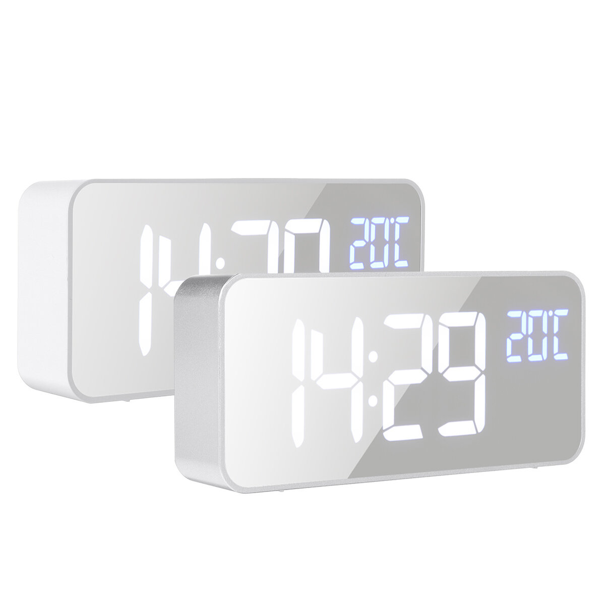 5V 1A Digital Mirror Music LED Clock with Voice Control Two sets of Alarm Switches