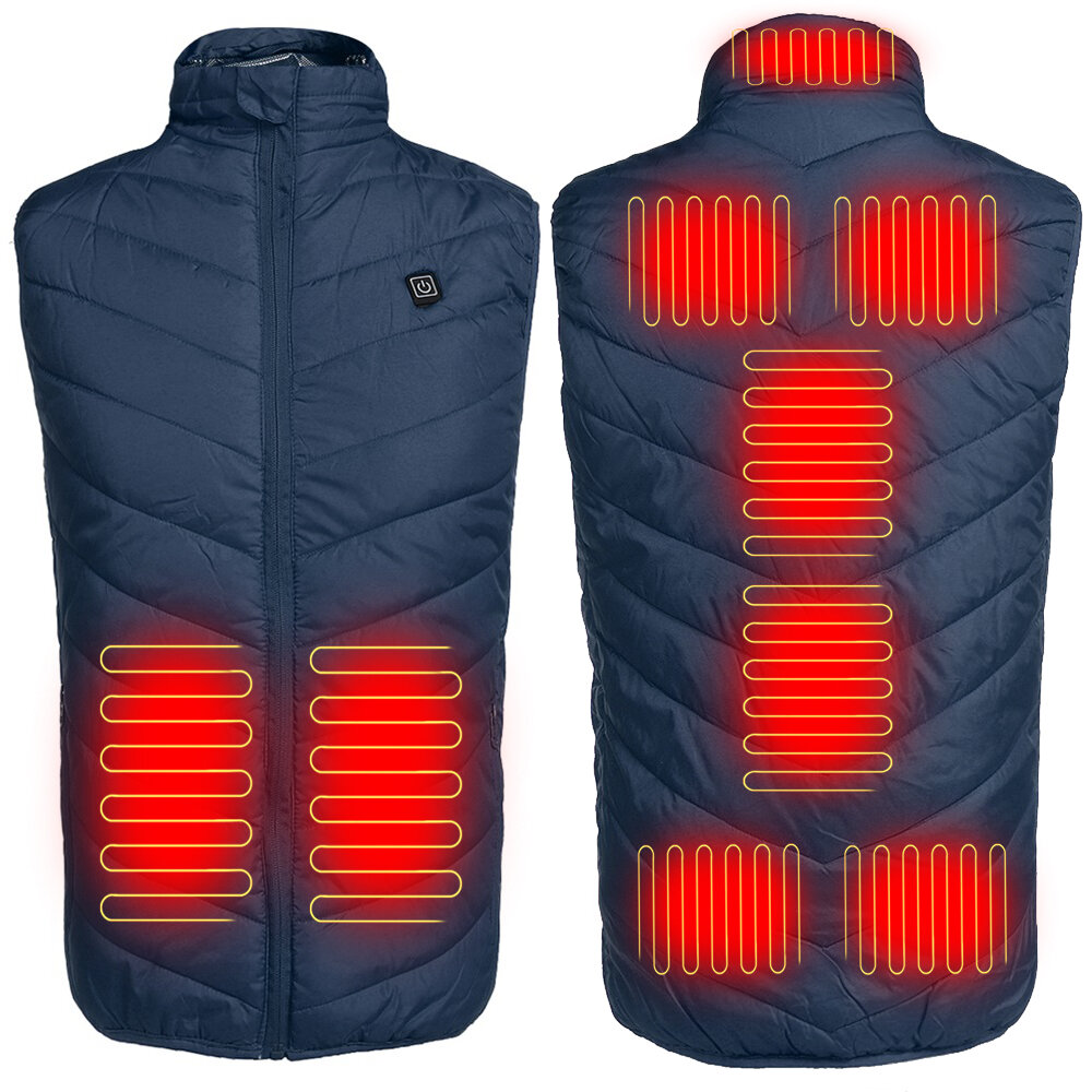 

9 Heating Pads Electric Heated Vest USB Thermal Waistcoat Jacket Men Women Heating Winter Warmer