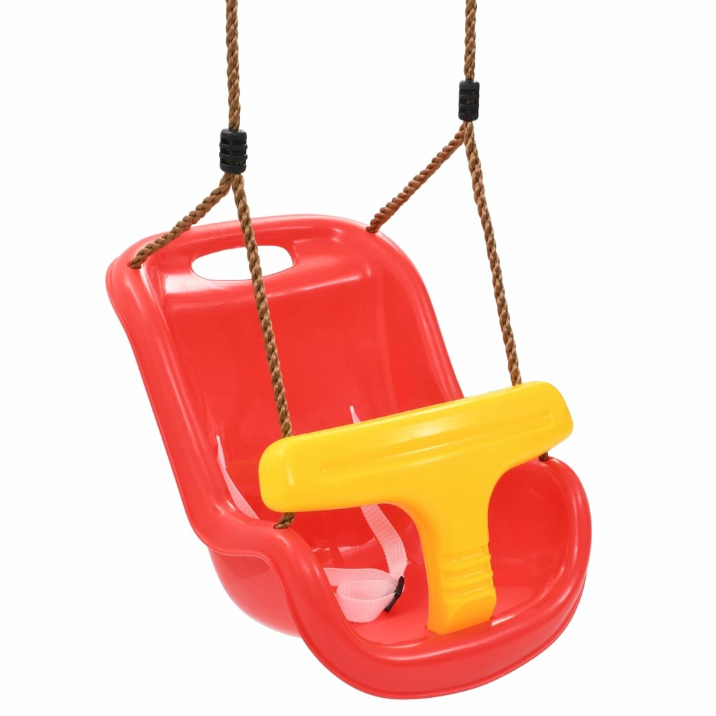 [EU Direct] vidaxl 91799 Baby Swing with Safety Belt PP Red Children Kindergarten Interactive Toy Outside Indoor