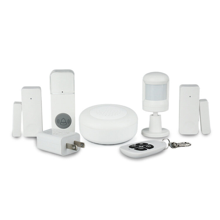 Tuya WIFI Alarm Sensor Kit EU Standard Infrared Doorbell Smart Home Security Alarm Work with Alexa and Google home