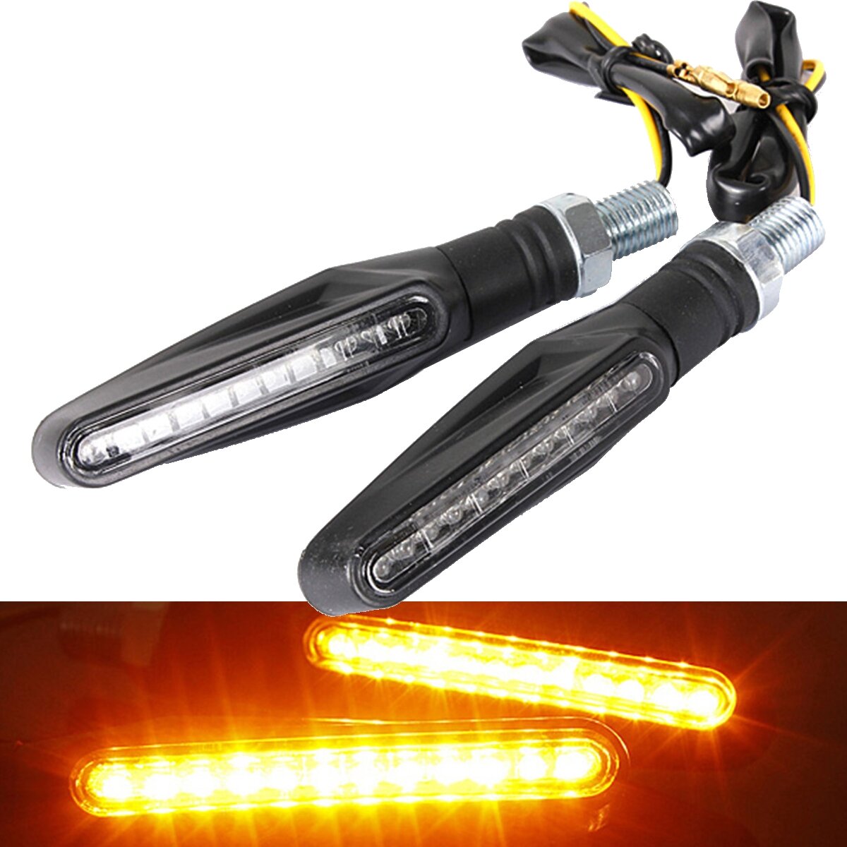 2 stks Motorfiets LED richtingaanwijzer Knipperlichten Amber Lichten