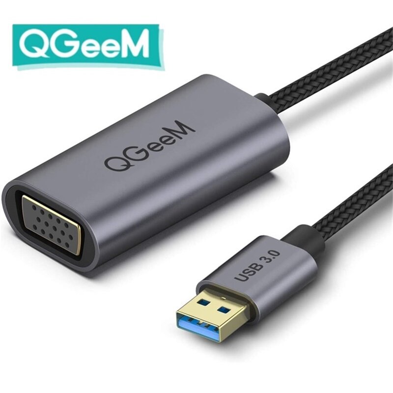 QGeeM QG-UA07-A USB to VGA Adapter USB 3.0 to VGA Adapter Multi-Display Video Converter for Mac OS P