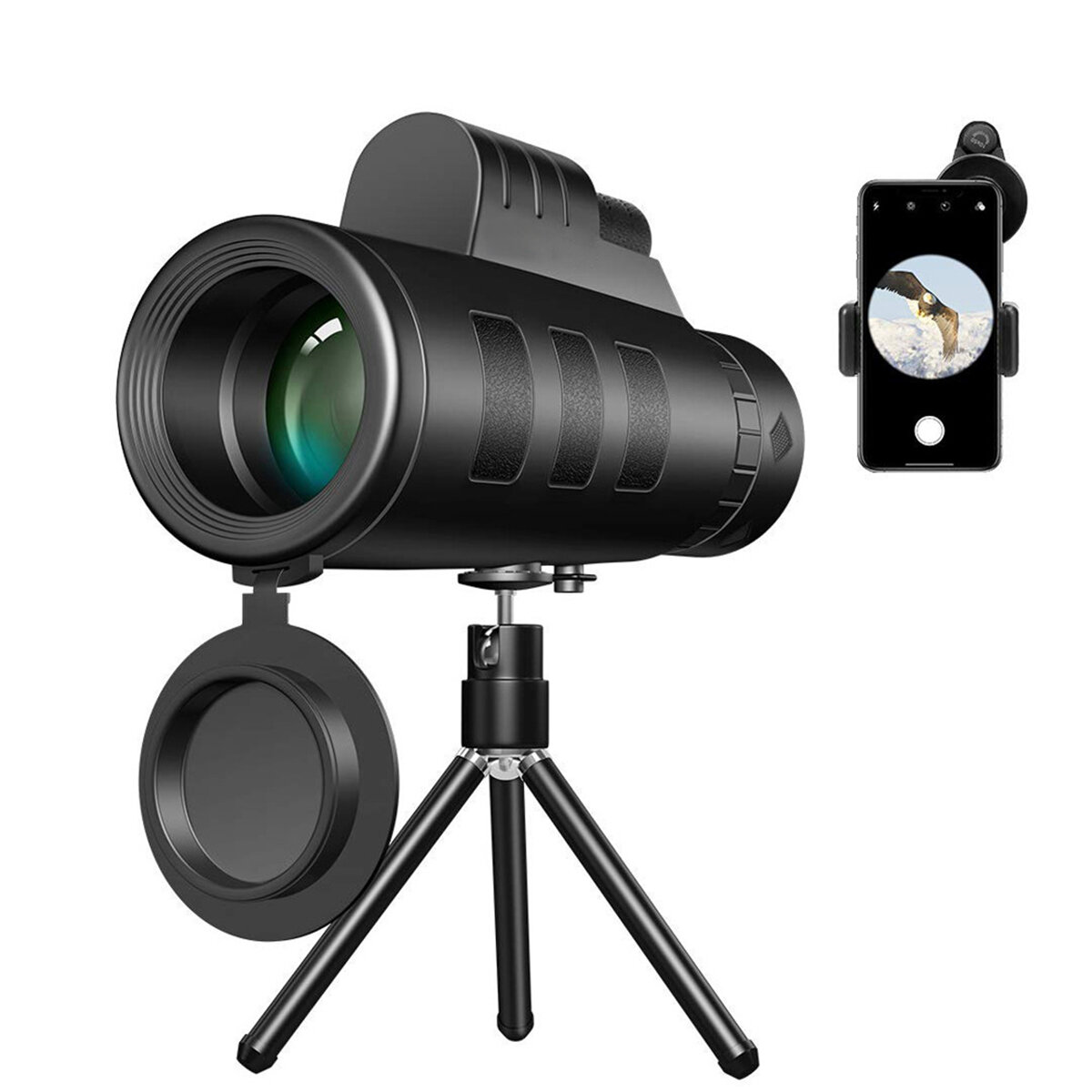 50X60 Zoom HD BAK4 Optical Large Sight Monocular Phone Observing Survey Camping Telescope + Cellphone Clip + Tripod