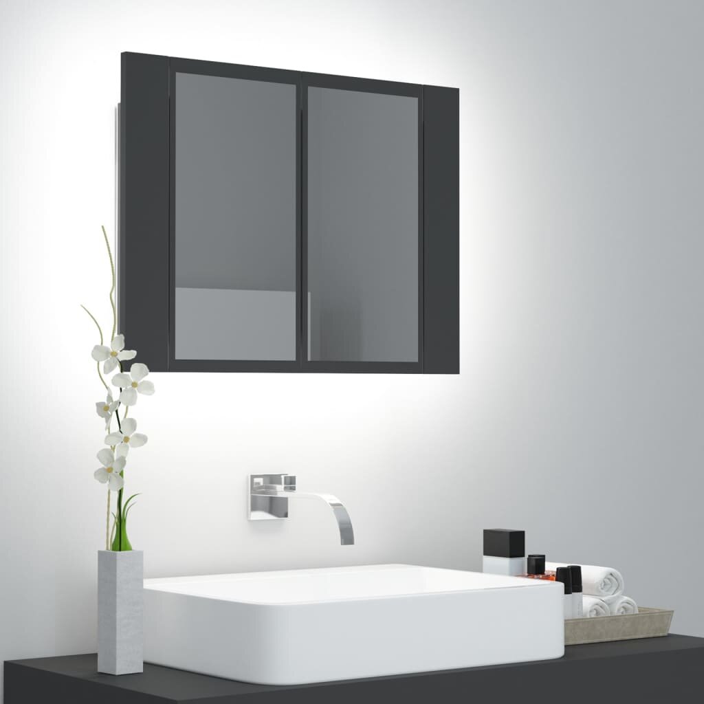 

LED Bathroom Mirror Cabinet Gray 23.6"x4.7"x17.7