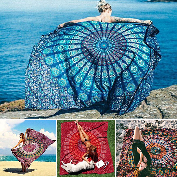 Honana WX-99 Nieuwe 150x210 cm Bohemien stijl polyester vezels strandlaken Mat Tapestry Mandala rech