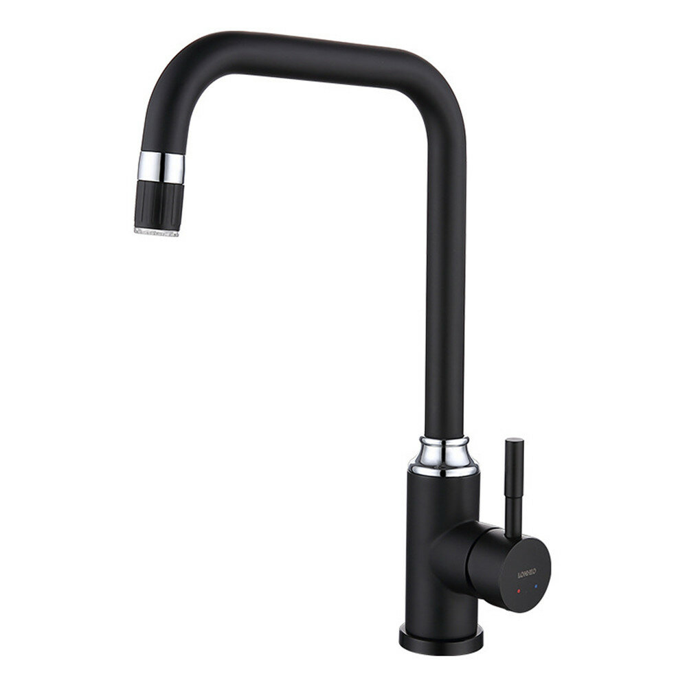Intelligent Anti-Scald LED 3 Colors Matte Black Swivel Kitchen Faucet Tap Solid Brass Faucet Mixer Tap Basin Sink Mixer