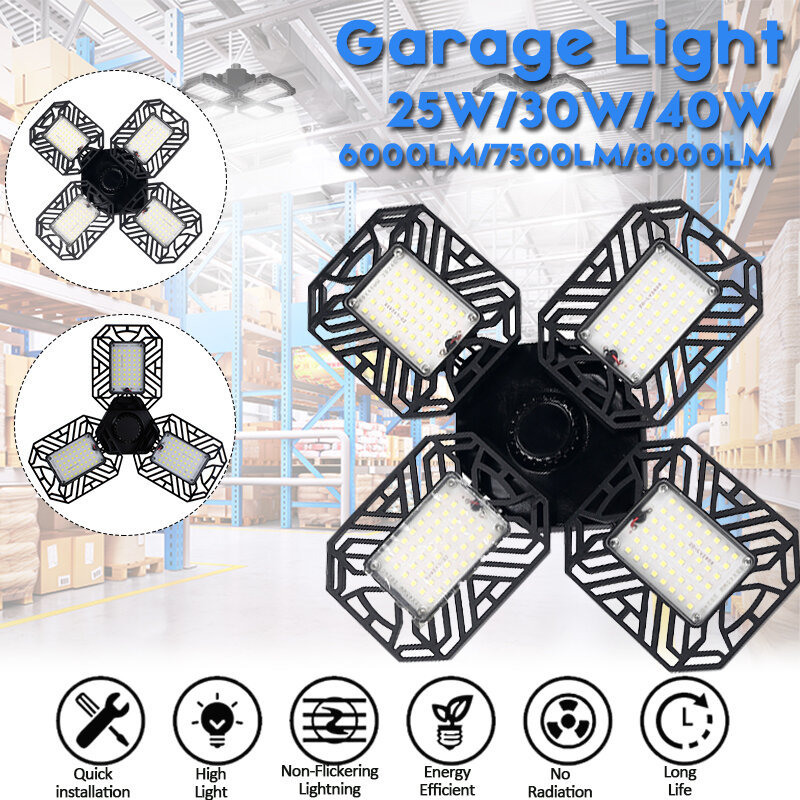 E27 25W 30W 40W LED Garage Gloeilamp SMD2835 Vervormbaar Plafondarmatuur Workshop Binnenlamp AC85-26