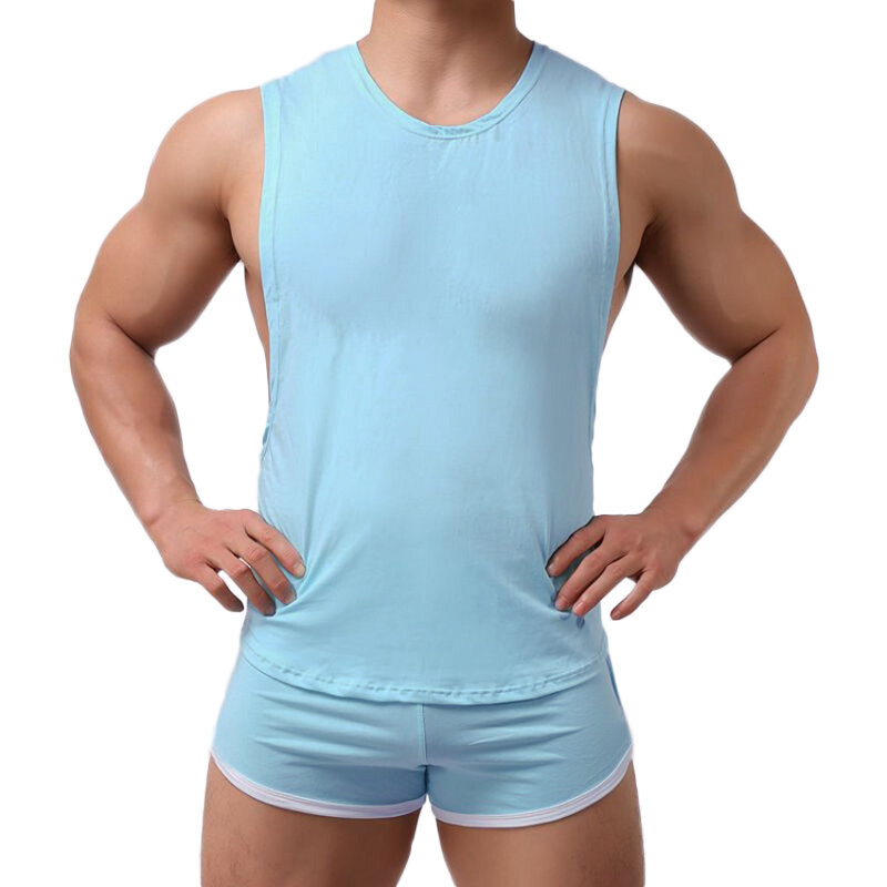 Erkek Yelek Şort Set Koşu Spor Tişört Nefes Alabilir Hızlı Kuruma Üst Fitnes Ev Eşofman Uyku Giyim