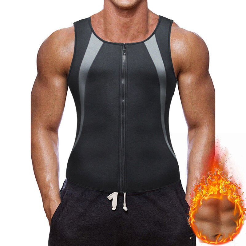 

Men's Sweat Sauna Suit Shaper Stretch Breathable Sweat Absorbing Zip Up Sportswear Fitness Vest for Losing Weight Fitnes