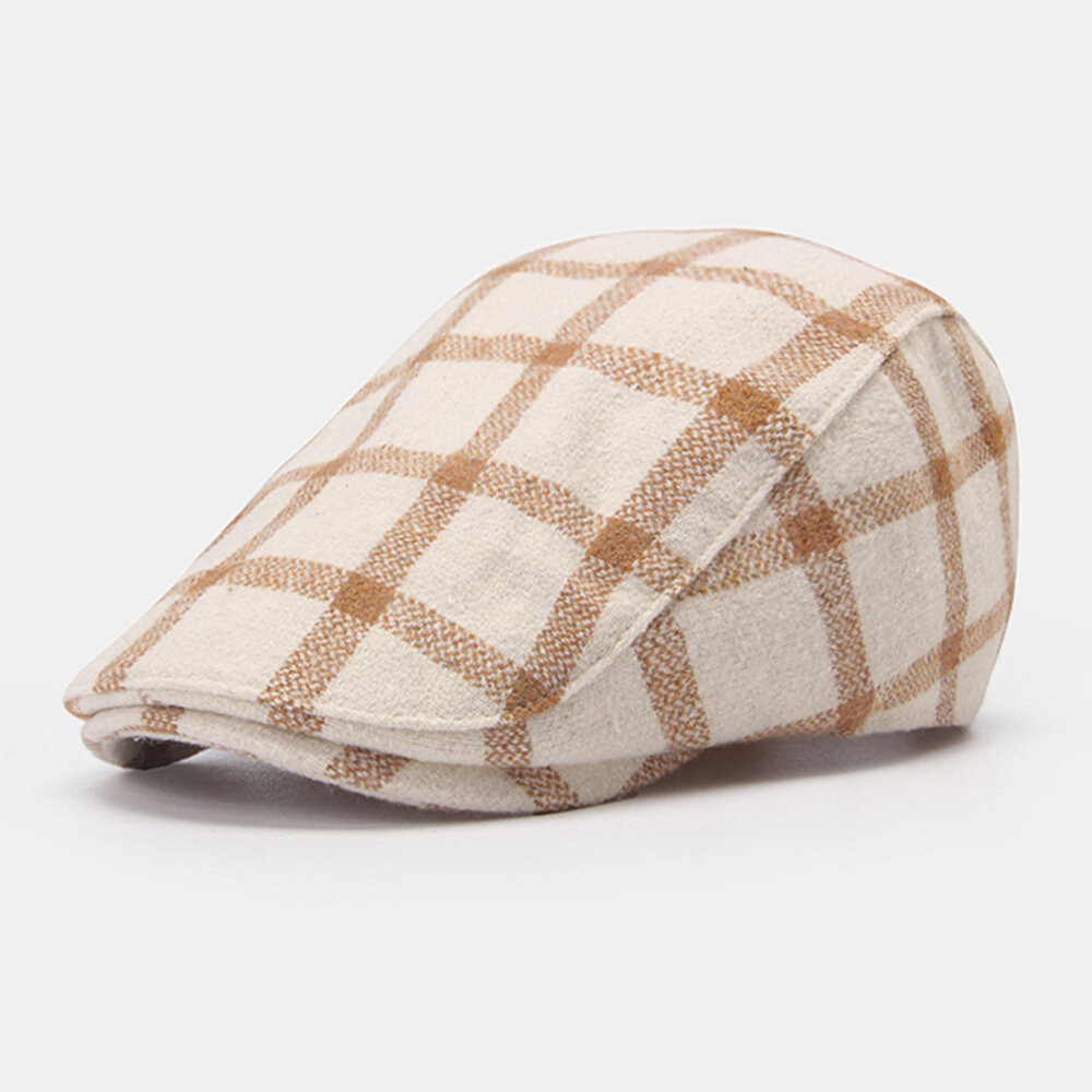 Men Newsboy Hats Colored Lattice Short Brim Dome Outdoor Adjustable Berets Driver Hat